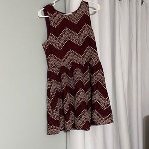 Xhilaration Burgundy and Cream Chevron Mini Dress